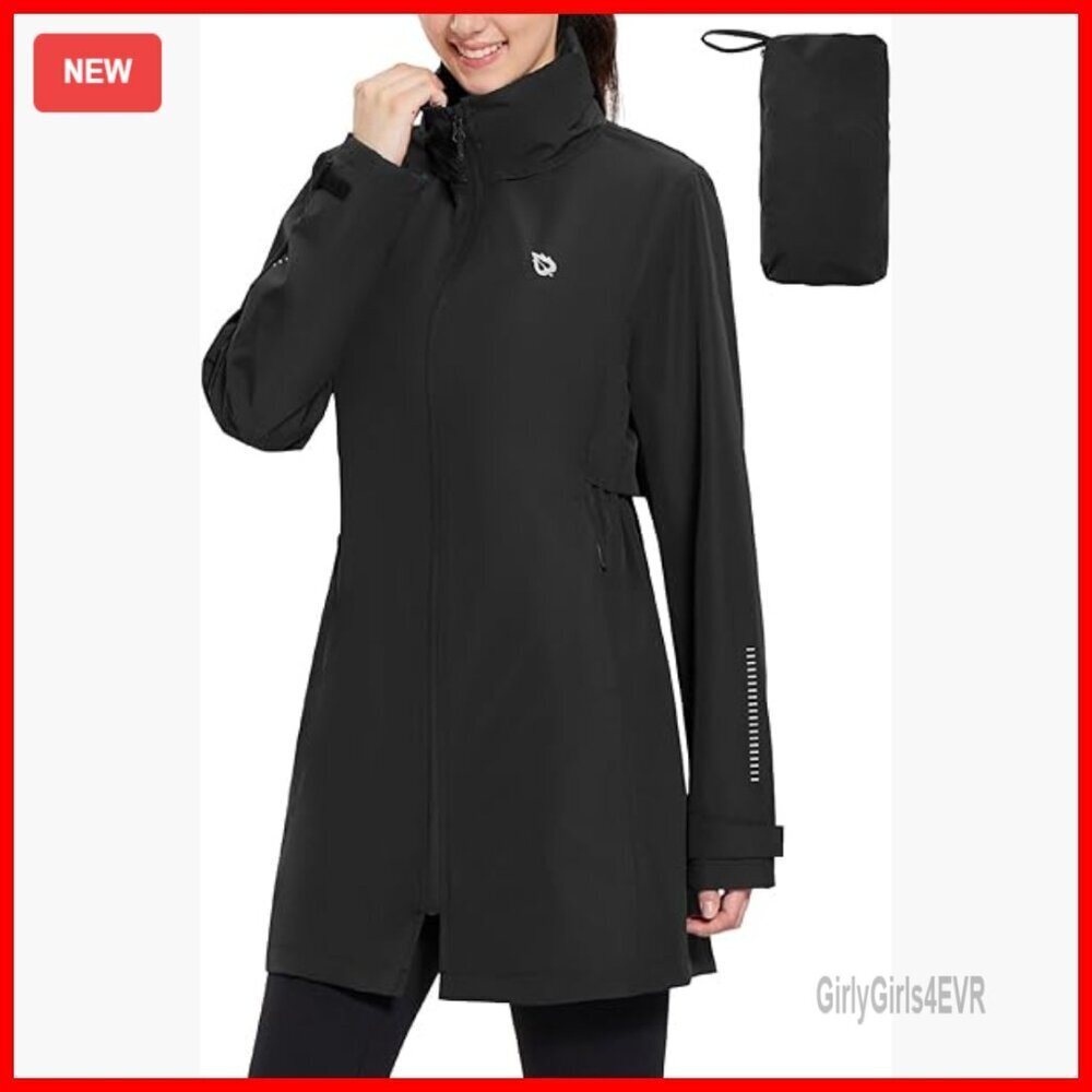 Packable Waterproof Raincoat with Hood Lightweight Windbreaker Cycling Jacket